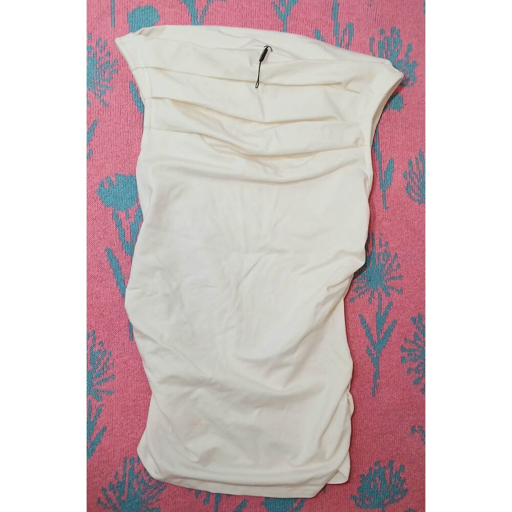 Marcella womens small Cooper boat neck cream top ruched stretch